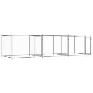 vidaXL Pasji boks z vrati siv 6x2x1,5 m pocinkano jeklo