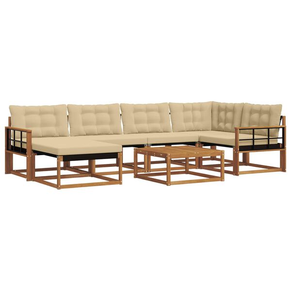 vidaXL Zunanja garnitura za sedenje z blazino 19 pcs Naravna in bež