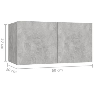 vidaXL Viseča TV omarica 2 kosa betonsko siva 60x30x30 cm