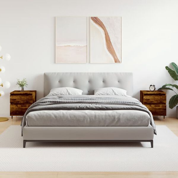 vidaXL Nočna omarica 2 kosa dimljen hrast 40x35x50 cm inženirski les