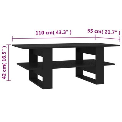 vidaXL Klubska mizica črna 110x55x42 cm iverna plošča