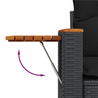 vidaXL Vrtna sedežna garnitura 11-delna z blazinami črn poli ratan