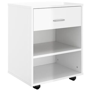 vidaXL Omarica na kolesih visok sijaj bela 46x36x59 cm iverna plo&scaron;ča