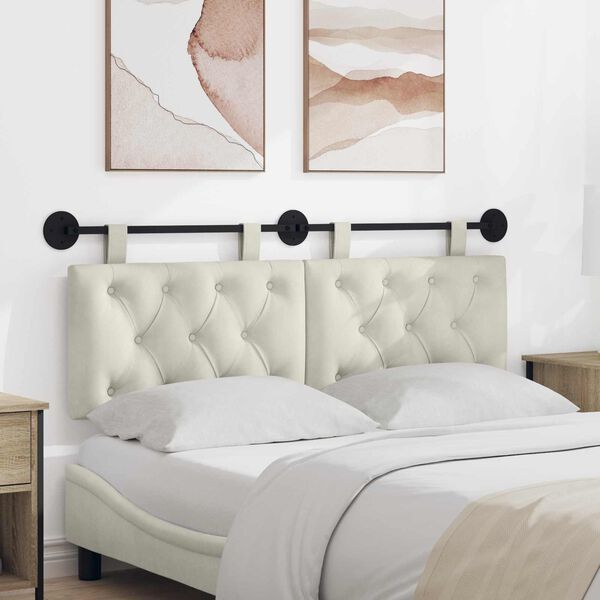 vidaXL Visoki naslon za glavo krema 130 x 55 x 7 cm Žamet