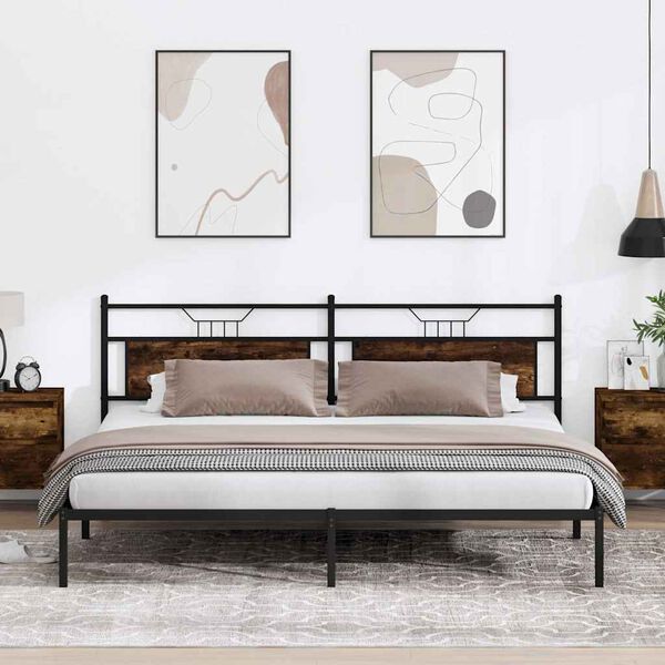 vidaXL Posteljni okvir brez vzmetnice hrast 200x200 cm inženirski les