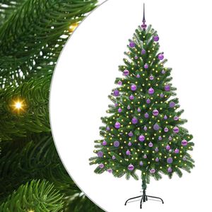 vidaXL Božično drevo med 300 LED z stojalom Zelena 180 cm PE