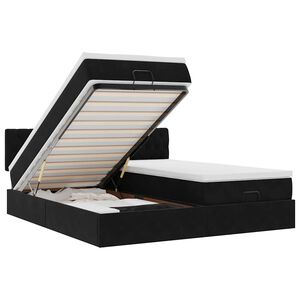 vidaXL Otomanski posteljni okvir z vzmetnicami črn 180x200cm žamet