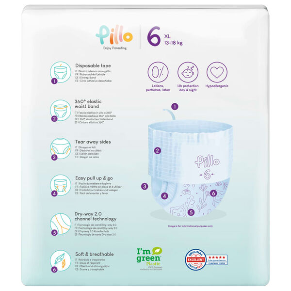 Pillo Otro&scaron;ke hlačne plenice 92 kosov velikost 6 (13-18 kg)