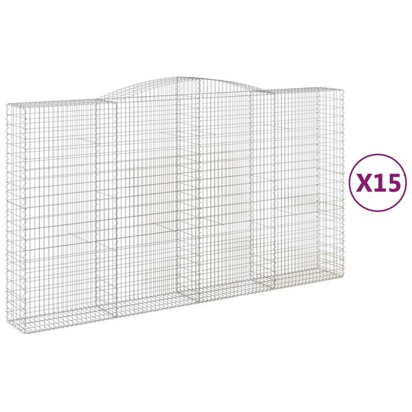 vidaXL Obokane gabion ko&scaron;are 15 kos 400x50x220/240 cm pocinkano železo