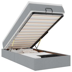vidaXL Otomanski posteljni okvir z vzmetnico siv 100x200 cm blago