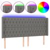 vidaXL LED posteljno vzglavje temno sivo 203x16x118/128 cm blago