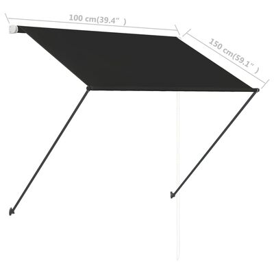 vidaXL Zložljiva tenda z LED lučmi 100x150 cm antracitna