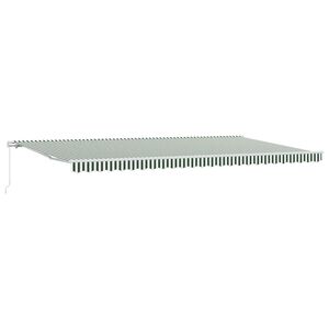 vidaXL Vlečna tenda Zelena in Bela 600 &times; 350 cm Poliester in aluminij
