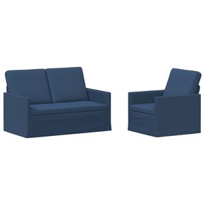 vidaXL Kavčna garnitura 2 pcs Modra Blago