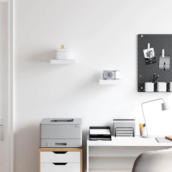 vidaXL Stenske police 2 kosa bele 23x23,5x3,8 cm MDF