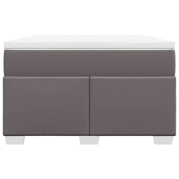 vidaXL Box spring postelja z vzmetnico siva 120x200 cm umetno usnje