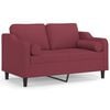vidaXL Kavč dvosed z blazinami vinsko rdeč 120 cm blago