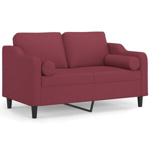 vidaXL Kavč dvosed z blazinami vinsko rdeč 120 cm blago