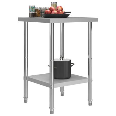 vidaXL Kuhinjska delovna miza 60x60x85 cm nerjaveče jeklo