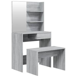 vidaXL Toaletna mizica komplet siva sonoma 74,5x40x141 cm