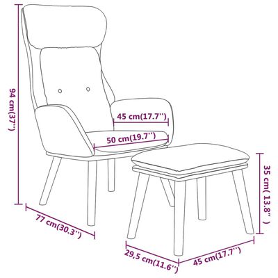 vidaXL Stol za sproščanje s stolčkom črno umetno usnje in blago