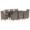 vidaXL Komplet za jedilnico v vrtu 9 kos Siva poli ratan