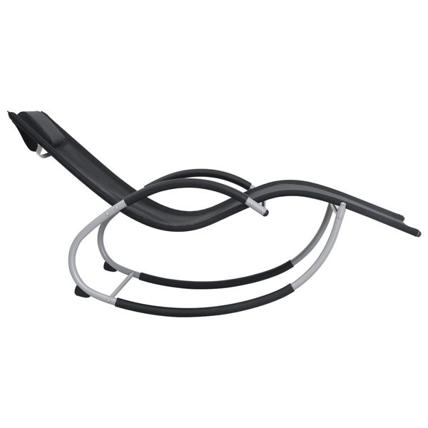 vidaXL Ležalnik z vzglavnikom črn tekstil