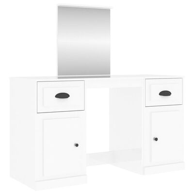 vidaXL Toaletna mizica z ogledalom visok sijaj bela 130x50x132,5 cm