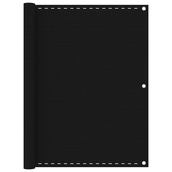 vidaXL Balkonsko platno črno 120x600 cm HDPE