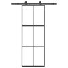 vidaXL Drsna vrata z opremo črna 76x205 cm ESG steklo