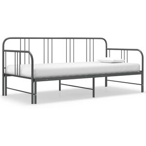 vidaXL Izvlečni posteljni okvir siv iz kovine 90x200 cm