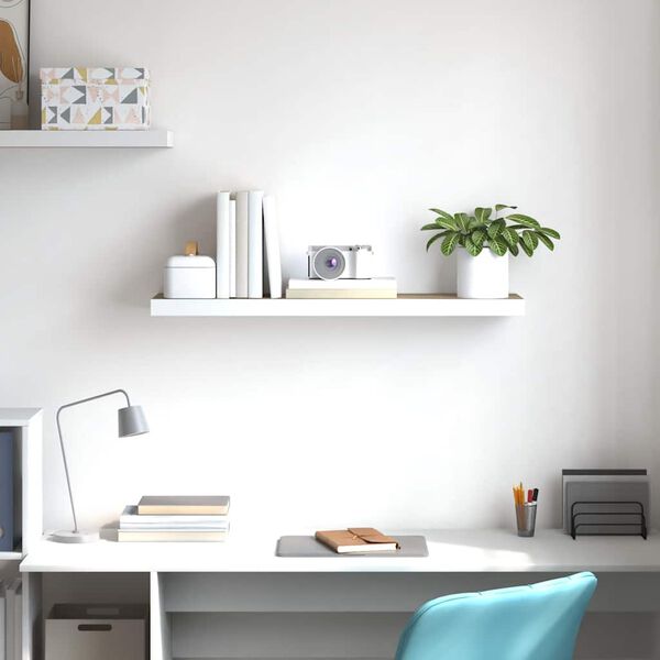 vidaXL Stenska polica barva hrasta in bela 80x23,5x3,8 cm MDF