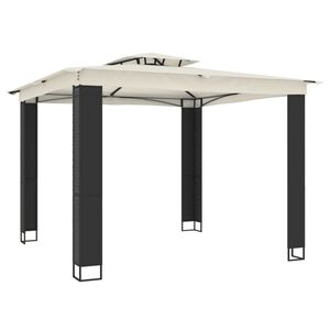 vidaXL Paviljon z dvojno streho krem 2,94x2,94 m jeklo