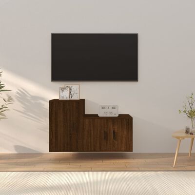 vidaXL Komplet TV omaric 2-delni rjav hrast inženirski les