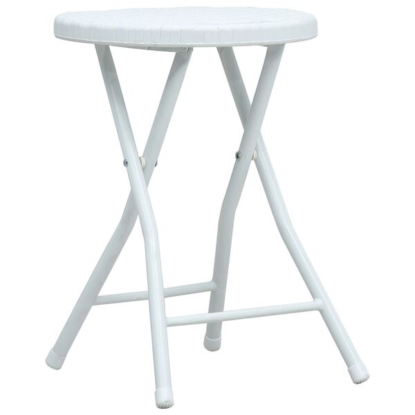 vidaXL Zložljivi vrtni stolčki 4 kosi beli HDPE videz ratana