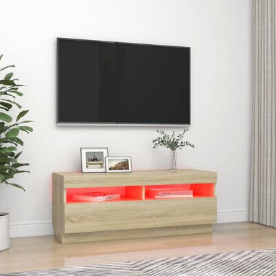 vidaXL TV omarica z LED lučkami sonoma hrast 100x35x40 cm