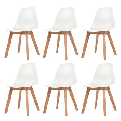 vidaXL Jedilni stoli 6 kosov bela plastika