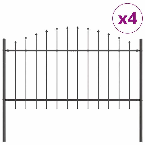vidaXL Vrtna ograja 4 pcs Siva 170 x 140 cm Pra&scaron;no lakirano jeklo