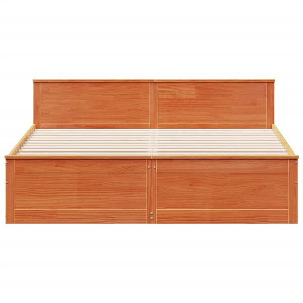 vidaXL Posteljni okvir brez vzmetnice z vzglavjem 200x200 cm borovina