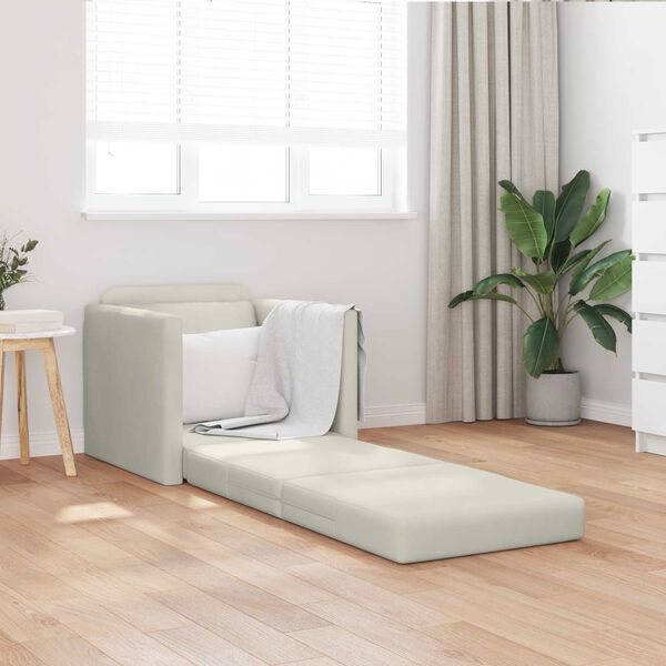 vidaXL Sofa postelja 60cm krema Žamet