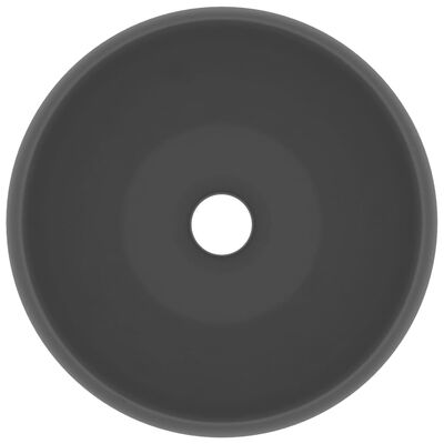 vidaXL Razkošen umivalnik okrogel mat temno siv 40x15 cm keramičen
