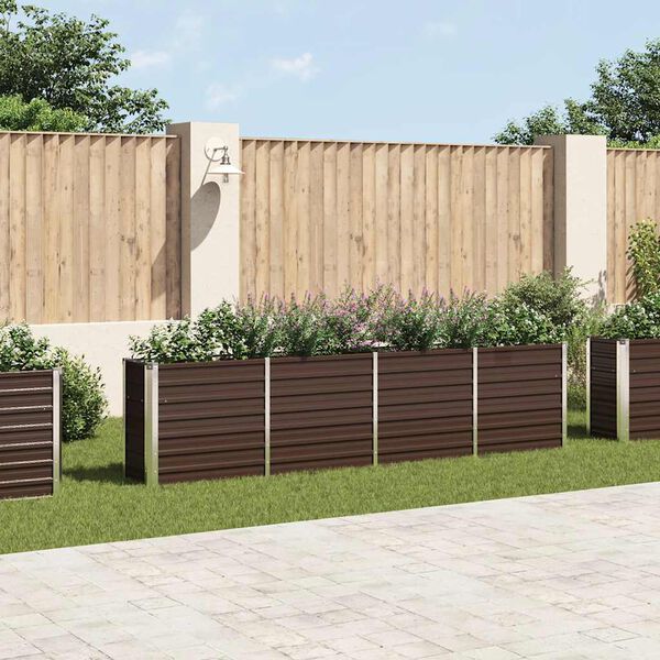 vidaXL Dvignjeno cvetlično korito 320x40x77 cm pocinkano jeklo rjavo