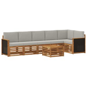 vidaXL Kotna sedežna garnitura z blazino 6 pcs Naravna in svetlo siva