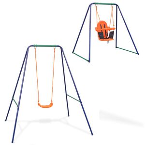 vidaXLEnojna gugalnica in gugalnica za malčke 2 v 1 oranžne barve