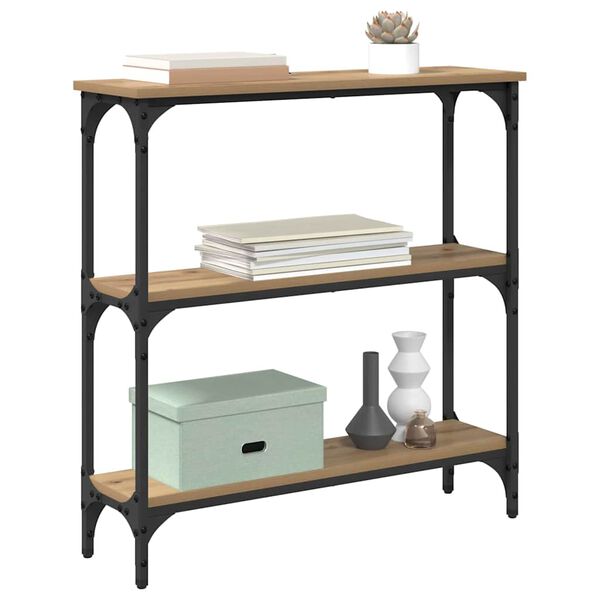 vidaXL Konzolna miza Umetni hrast 75 x 22,5 x 75 cm Konstruiran les