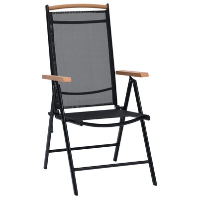 vidaXL Zložljivi vrtni stoli 2 kosa aluminij in textilene črne barve