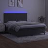 vidaXL Box spring postelja z vzmetnico LED temno siva 180x200 cm žamet
