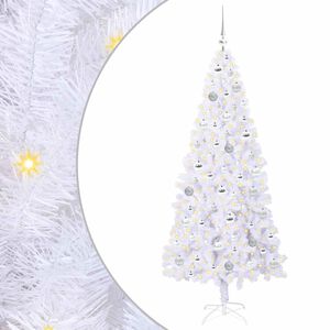 vidaXL Umestno božično drevo med 300 LED Bela 180 cm PVC in jeklo