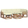 vidaXL Zunanja garnitura za sedenje z blazino 7 pcs Naravna in smetana