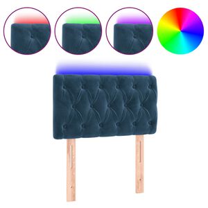 vidaXL LED posteljno vzglavje temno modro 80x7x78/88 cm žamet